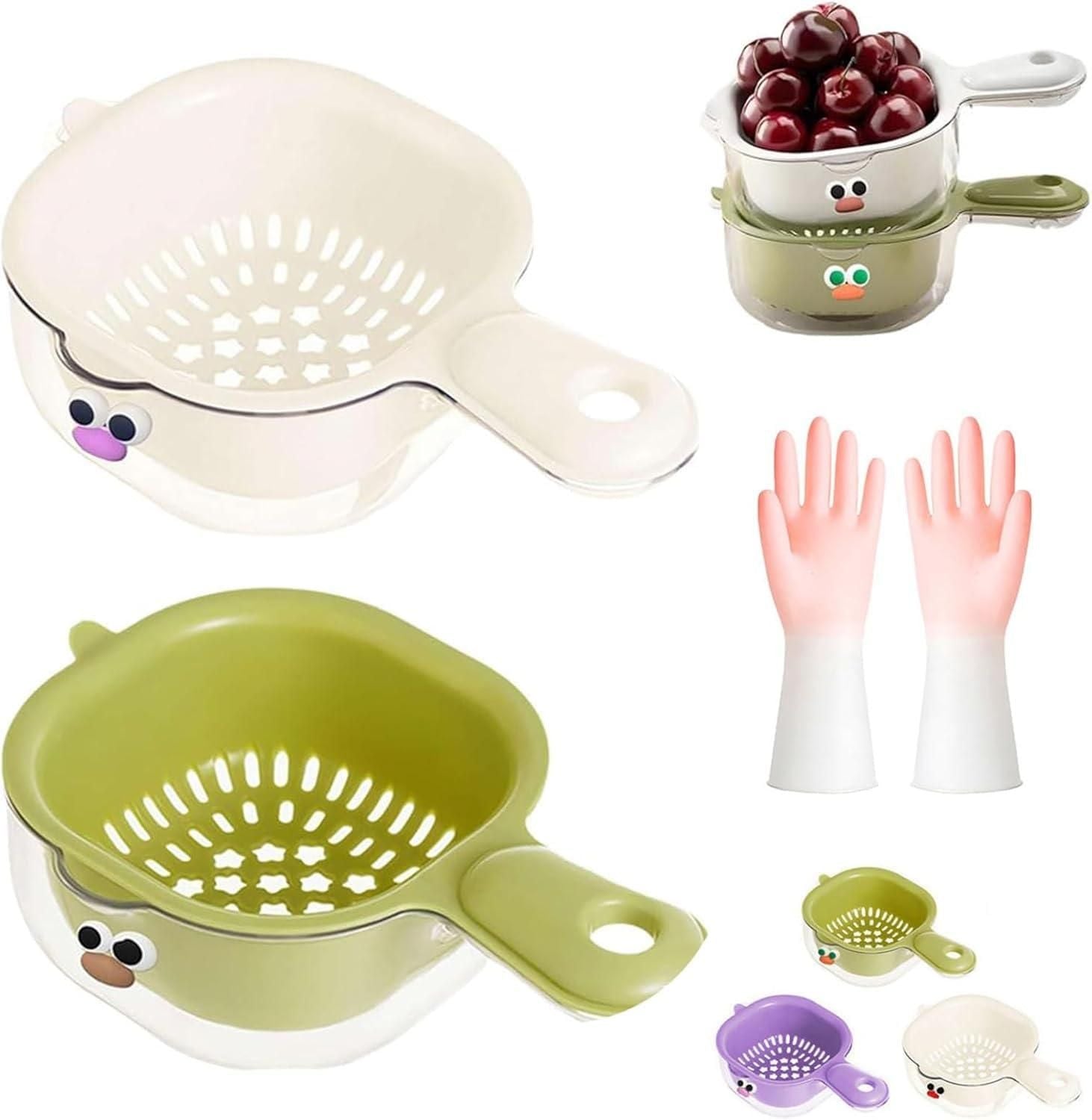 This dual-layer strainer basket is designed for efficient draining of vegetables and fruits. Its two-tier construction allows thorough rinsing and quick water drainage, while the sturdy handle ensures easy handling and stability. Ideal for kitchen professionals and home cooks alike, it streamlines food preparation by combining functionality with durability.