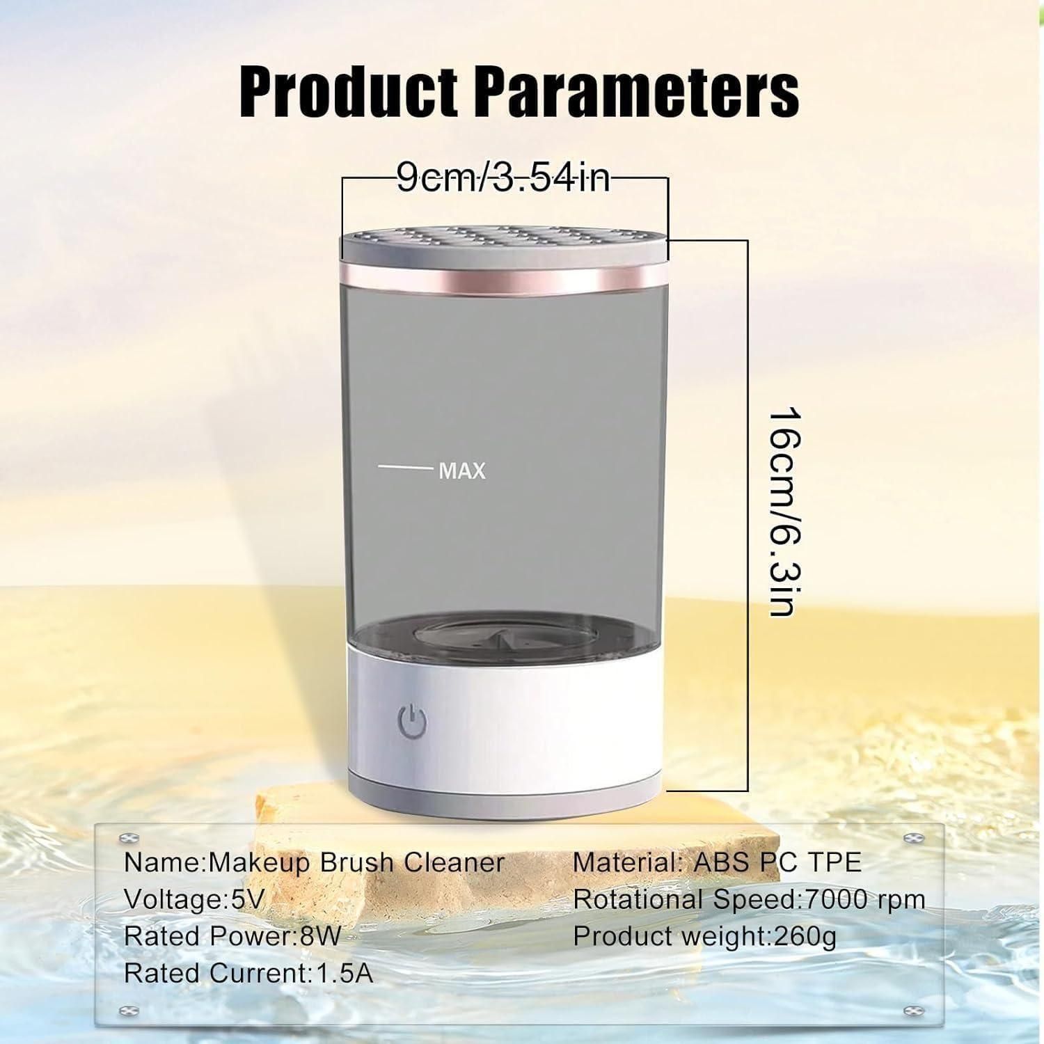 This advanced USB Rechargeable Makeup Brush Cleaner delivers professional-grade sanitization for all cosmetic brushes. The automatic electric cleaning mechanism thoroughly removes makeup residue, oils, and bacteria without damaging bristles. Featuring deep cleaning technology and convenient USB recharging, this device ensures your brushes remain in optimal condition, extending their lifespan while maintaining application quality and preventing skin irritation from contaminated tools.