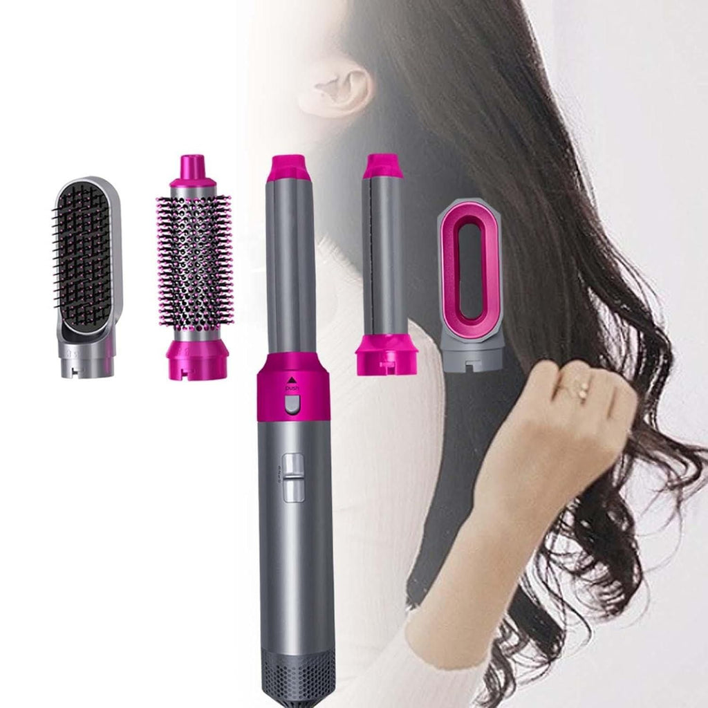 This professional-grade 5 IN 1 Hair Styling Tool combines versatility with precision engineering. The detachable hot air brush system features multiple styling attachments that seamlessly transition between drying, volumizing, straightening, curling, and detangling functions. The integrated comb attachment ensures even heat distribution and tangle-free styling, while the ergonomic design reduces wrist strain during extended use. Achieve salon-quality results with this comprehensive styling solution.
