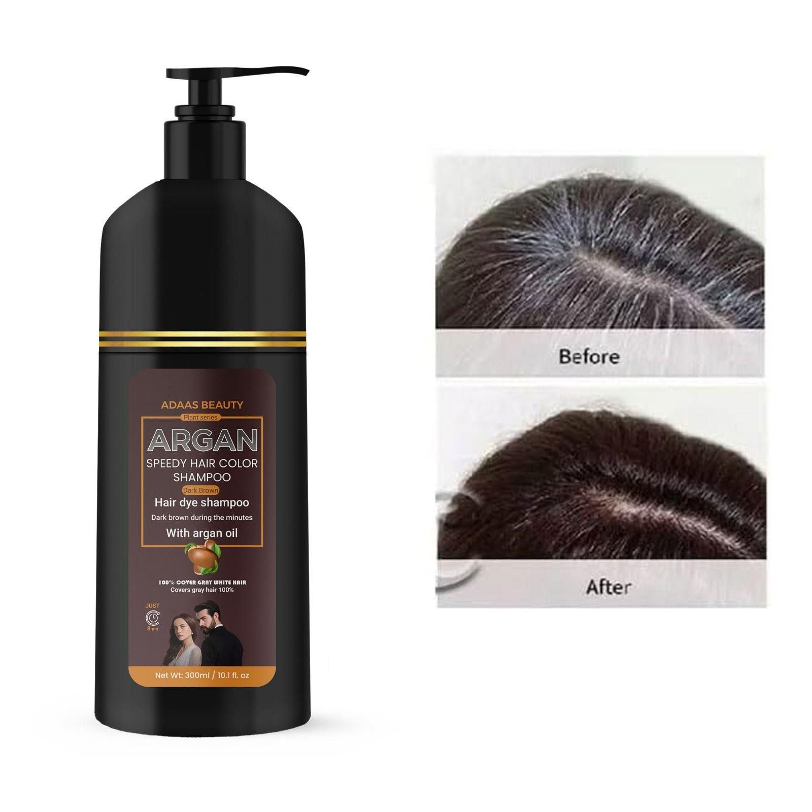 Argan Speedy Hair Color Shampoo combines advanced coloring technology with nourishing argan oil extracts for efficient gray coverage and hair vitality. This economical dual pack provides 1200ml total volume, ensuring extended usage. The innovative formula deposits color while cleansing, eliminating the multi-step traditional coloring process. Professionally developed for consistent, natural-looking results with minimal processing time and maximum hair protection.
