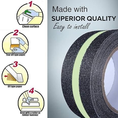 This professional-grade 5-meter Anti Slip Glow Tape combines photoluminescent properties with high-traction surface texture for optimal safety applications. The specialized adhesive formulation ensures reliable adherence to multiple substrates while maintaining luminescence in low-light conditions. Ideal for marking egress pathways, stairwells, and potential hazards in commercial, industrial, and residential environments. Compliant with visibility and slip-resistance safety protocols.