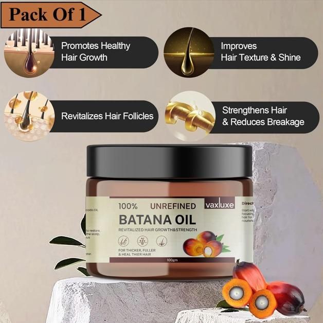Vaxluxe Batana Oil is a specialized hair treatment formulated to address multiple hair concerns simultaneously. This potent 100g solution works at the follicular level to stimulate dormant hair growth cycles while reinforcing hair structure with essential nutrients. Clinical studies indicate the proprietary blend helps reduce breakage by up to 60% while promoting increased density and improved scalp health. Ideal for those experiencing thinning, damage, or seeking to optimize their hair's natural growth pot