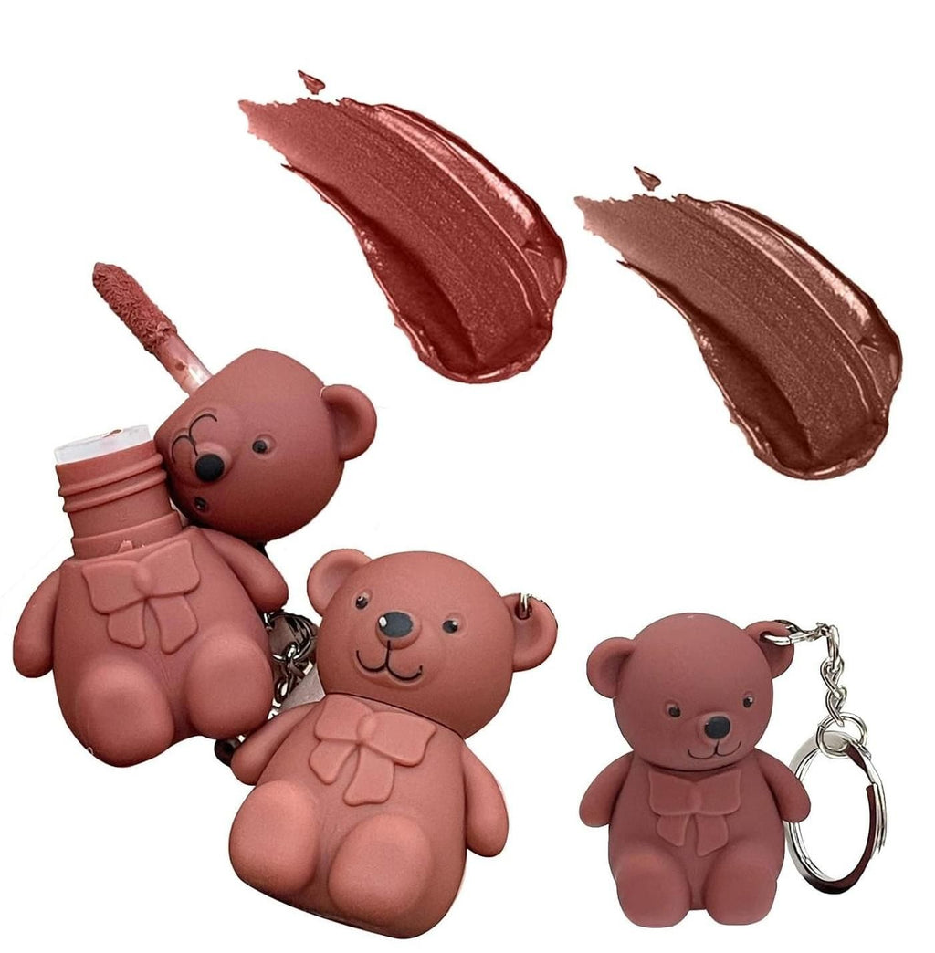 This innovative 2-in-1 Keychain Bear Matte Lipstick combines functionality with style, offering two assorted matte lipsticks in charming bear-shaped containers. The precision-formulated matte finish provides long-lasting color without excessive shine. Each compact unit attaches conveniently to keys or bags, ensuring your preferred shade is always accessible. The set includes two complementary colors, selected to enhance various skin tones and occasions.