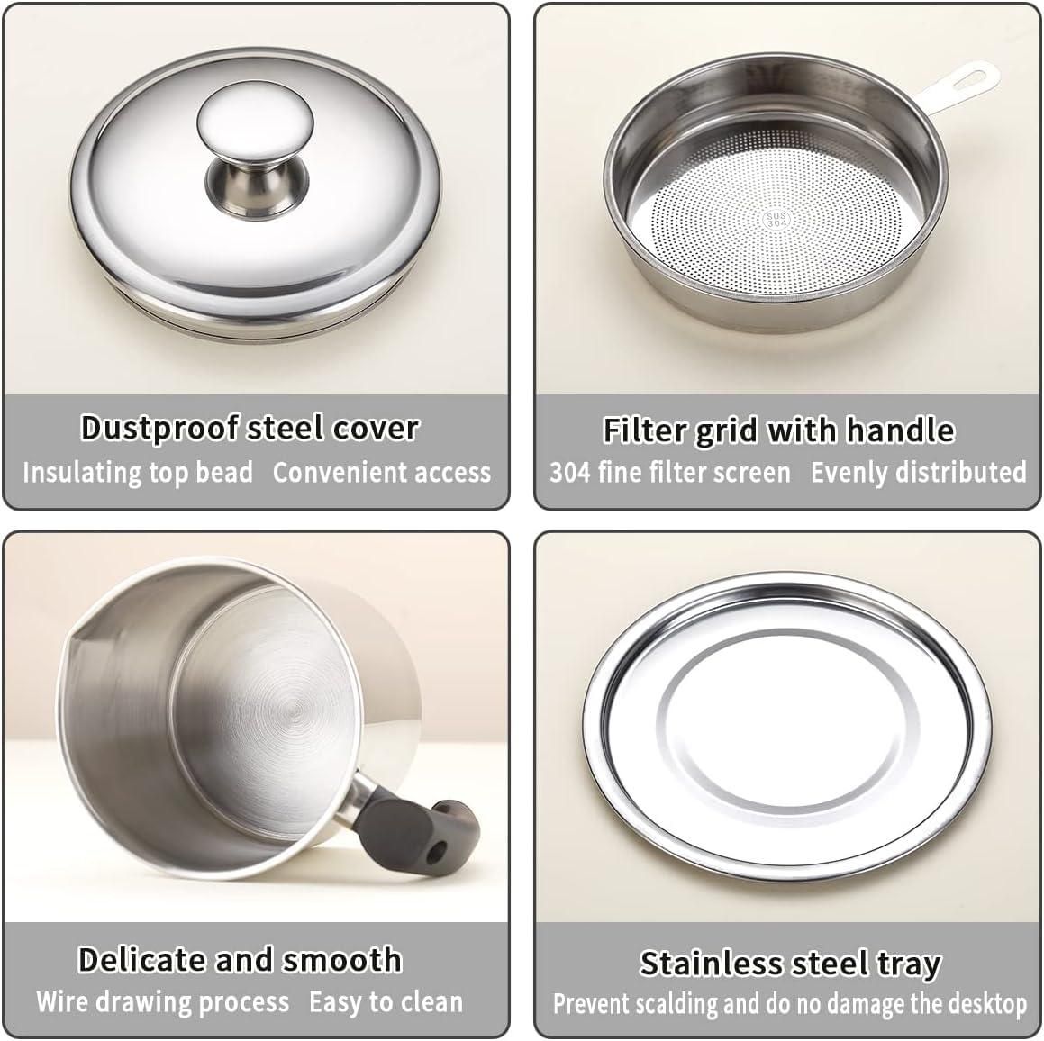 This convenient stainless steel oil pot combines durability with functionality for your everyday cooking needs. The integrated filter removes food particles while pouring, ensuring clean oil every time. The tight-fitting lid prevents contamination and oxidation, extending the life of your cooking oils. A practical addition to any kitchen that helps reduce mess and waste.