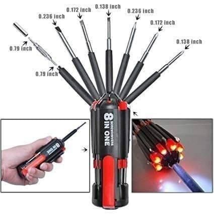 This 8-in-1 screwdriver set features interchangeable bits designed for versatility and precision. Engineered for professionals and DIY enthusiasts alike, it offers a compact solution to handle multiple screw types with ease. The durable construction ensures reliable performance, while the ergonomic handle provides optimal grip and control during use. Ideal for detailed tasks and general repairs, this tool set enhances efficiency and accuracy in every project.