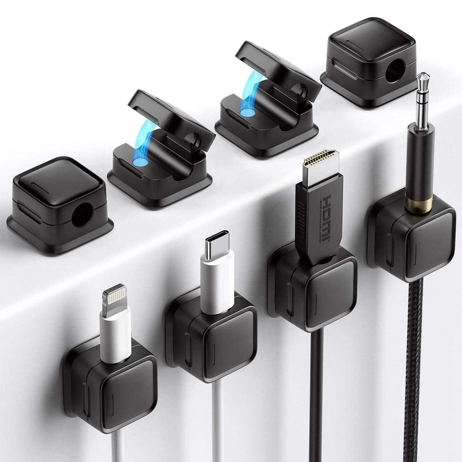 This 6-pack of cable organizers delivers professional-grade cord management for any environment. Featuring smooth, adjustable mechanisms that securely fasten cables without damaging them, these organizers eliminate cable clutter while maintaining optimal accessibility. The versatile design accommodates various cable thicknesses, providing an efficient solution for workstations, entertainment systems, and network installations.