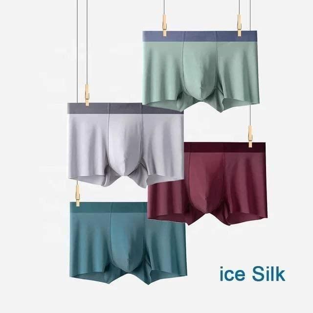 Introducing our Men's Ice Silk Briefs Boxers, designed for ultimate comfort and breathability. Made with premium ice silk material, these boxers provide a smooth and cooling sensation, perfect for everyday wear. Available in a pack of 5, these boxers offer superior value and style. Experience the luxury of ice silk today.