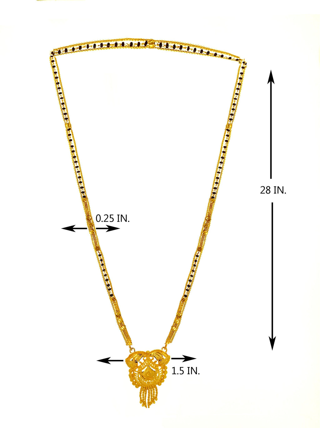 Elevate your traditional attire with our Unique Gold Plated Mangalsutra, meticulously crafted to combine timeless symbolism with contemporary design. This exquisite piece features premium gold plating for lasting brilliance and a distinctive pattern that sets it apart from conventional styles. The balanced weight ensures comfortable all-day wear while maintaining an elegant presence that complements both everyday and special occasion ensembles.