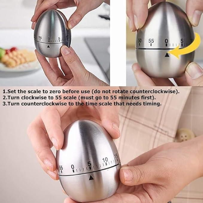This precision-crafted stainless steel timer features an innovative egg-shaped design that combines functionality with aesthetic appeal. Engineered with a high-quality mechanical movement, it delivers accurate timing for culinary applications without requiring batteries. The corrosion-resistant stainless steel construction ensures longevity even in humid kitchen environments, while its ergonomic form provides comfortable handling during operation. An essential instrument for achieving consistent results in 