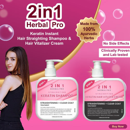 This professional-grade 2-in-1 Herbal Pro Hair Shampoo & Cream combines cleansing and conditioning properties in a convenient dual-action formula. Infused with botanical extracts, it effectively cleanses while nourishing the hair shaft. The pack of two ensures extended use, making it an economical choice for those seeking salon-quality hair care with natural ingredients.