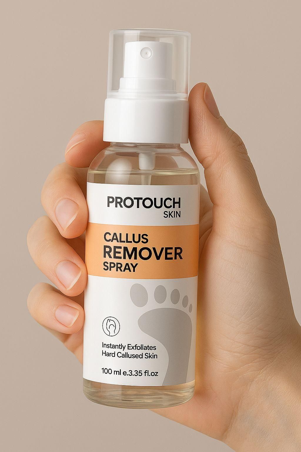 This professional-strength Callus Remover Spray delivers targeted treatment for stubborn calluses and hardened skin. The precision 100ml applicator ensures controlled distribution of our clinically-developed formula, which rapidly breaks down keratin bonds in thickened skin. Contains specialized exfoliating compounds that work efficiently without compromising surrounding healthy tissue. Recommended by podiatrists for consistent maintenance of smooth, callus-free feet.