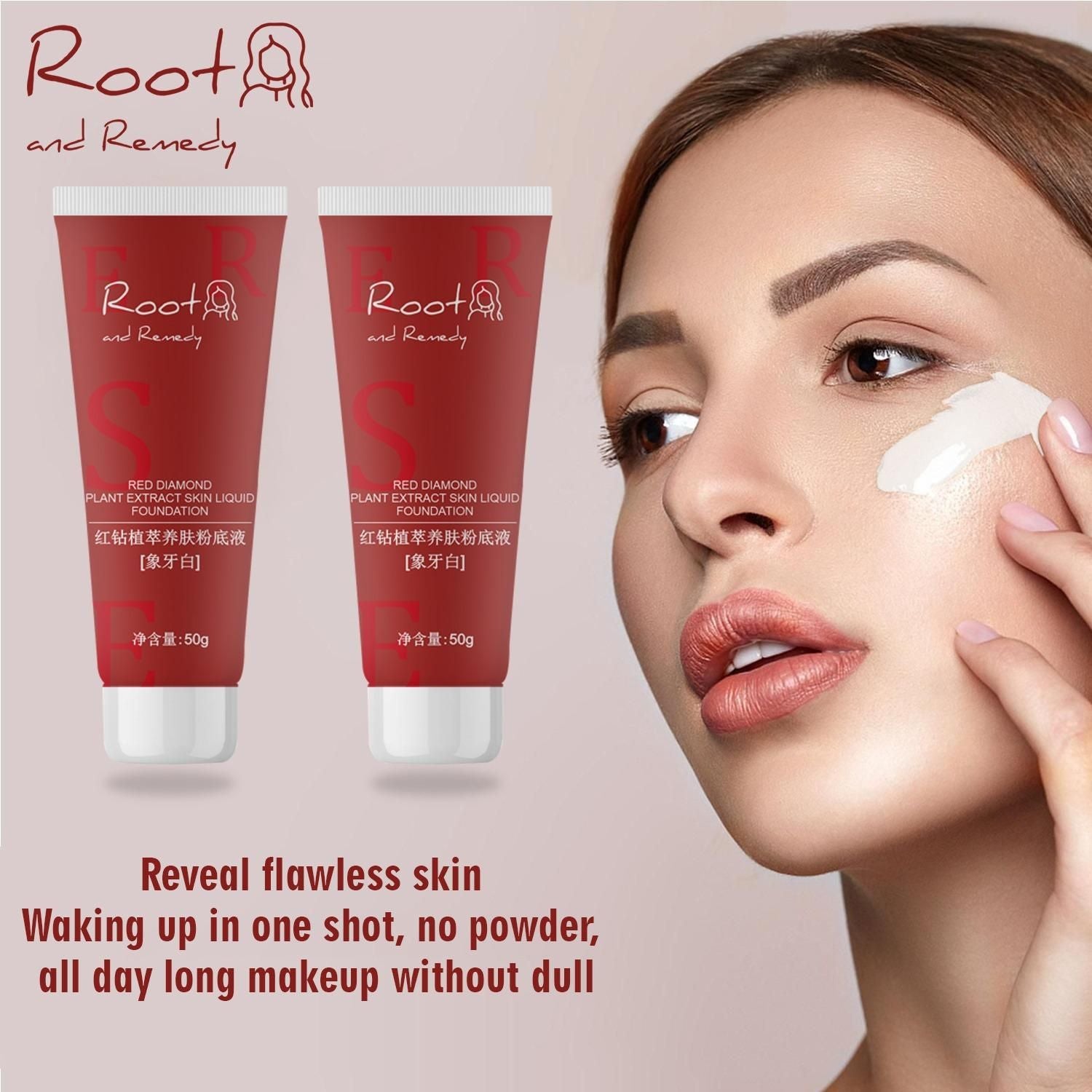 Red Diamond Plant Extract Skin Liquid Foundation combines botanical extracts with advanced cosmetic science to deliver superior coverage and skin-nourishing benefits. The lightweight, buildable formula creates a flawless, natural finish while supporting skin health. Each value pack contains two 100g containers, ensuring extended use of this professional-grade foundation. Ideal for achieving a radiant complexion with the benefits of plant-derived ingredients.