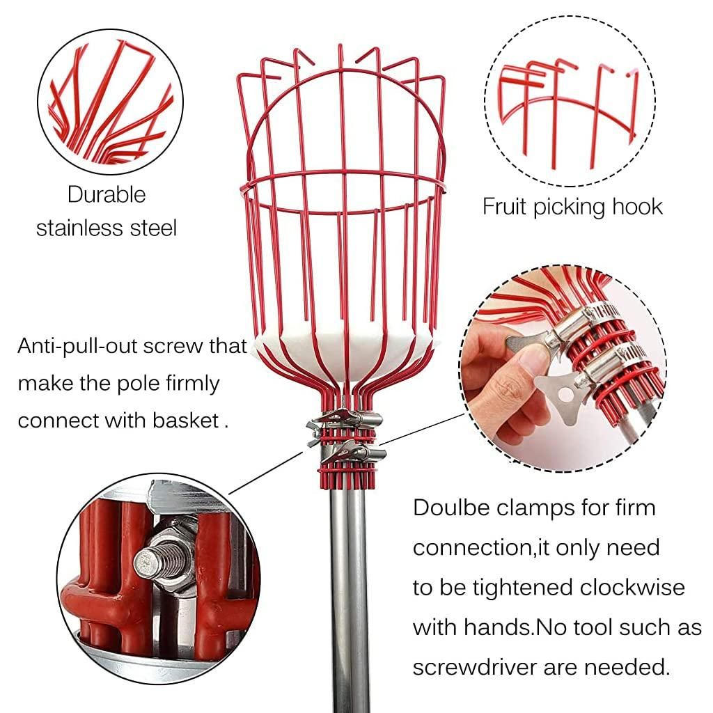 This professional-grade Fruit Picker with Basket features an extendable pole design that reaches high branches with minimal effort. The cushioned collection basket prevents bruising while harvesting delicate fruits, and its lightweight yet sturdy construction ensures season after season reliability. Engineered with a precise picking mechanism that cleanly separates fruit from stems, this tool maximizes yield while preserving tree health—an indispensable investment for serious gardeners and orchard managers.
