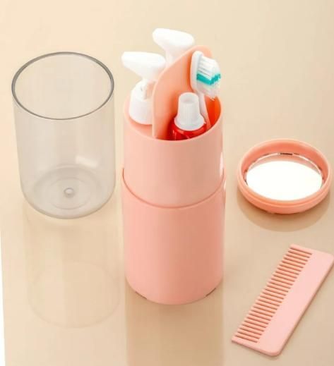 This comprehensive 6-in-1 Travel Kit revolutionizes personal hygiene on the go with its intelligent design. The portable case features dedicated compartments for your toothbrush and toothpaste, plus double leak-proof dispensers for shampoo and shower gel. Expertly engineered with additional space for a towel, integrated mirror, and comb, this blue travel companion ensures complete organization while minimizing luggage space. The secure closure system prevents leakage, making it ideal for frequent travelers 