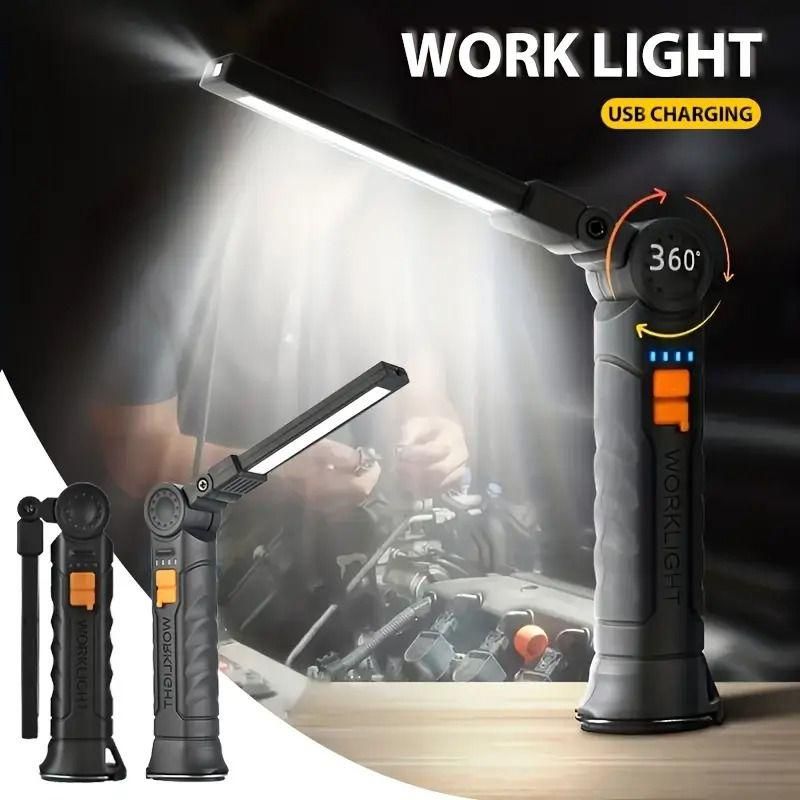 This Magnetic LED COB Light combines high-efficiency illumination with a rechargeable USB power source, ensuring long-lasting and eco-friendly use. Its strong magnetic base enables secure attachment to metal surfaces, facilitating hands-free operation in various settings such as workshops, automotive repairs, and camping. Designed for durability and portability, this compact light delivers consistent brightness and convenience for professional and everyday tasks.