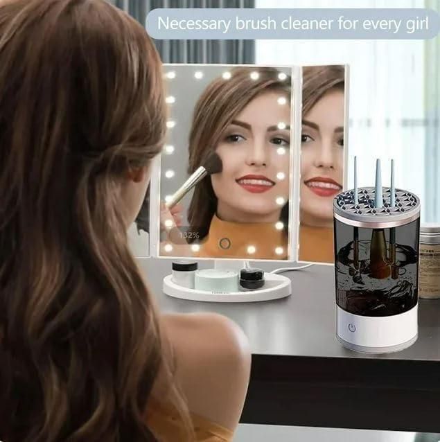 This advanced USB Rechargeable Makeup Brush Cleaner delivers professional-grade sanitization for all cosmetic brushes. The automatic electric cleaning mechanism thoroughly removes makeup residue, oils, and bacteria without damaging bristles. Featuring deep cleaning technology and convenient USB recharging, this device ensures your brushes remain in optimal condition, extending their lifespan while maintaining application quality and preventing skin irritation from contaminated tools.
