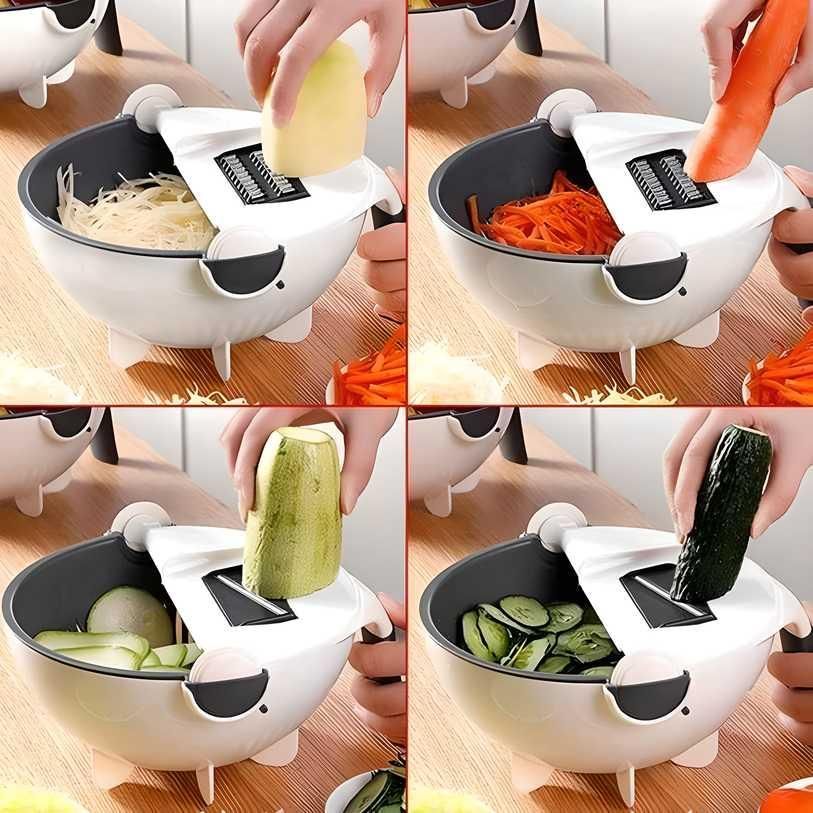 This professional-grade 7-in-1 Multifunction Magic Rotate Vegetable Cutter streamlines food preparation with its innovative rotating mechanism and multiple cutting attachments. The integrated drain basket offers substantial capacity for efficient processing of various vegetables. Engineered with precision blades and ergonomic design, it significantly reduces prep time while ensuring consistent results. The large capacity accommodates meal preparation for families or batch cooking, making it an indispensable