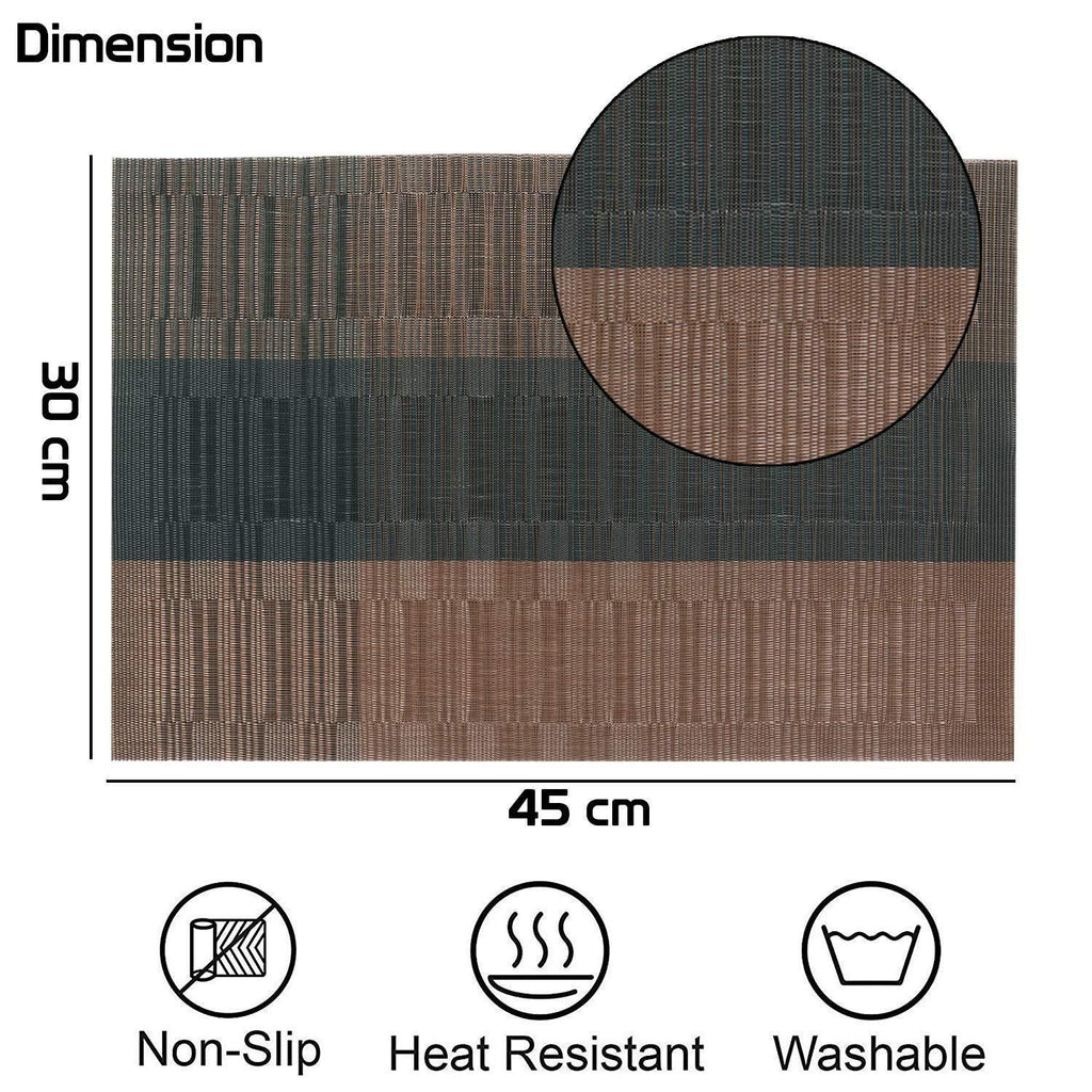 Designed with precision, our Table Mat Brown & Black (Pack of 4) offers superior table protection against heat, scratches, and spills. The dual-tone color scheme complements diverse interior aesthetics while the premium construction ensures longevity. These mats feature non-slip backing for stability and are easily cleanable, making them an essential addition to both casual family meals and formal dining occasions.