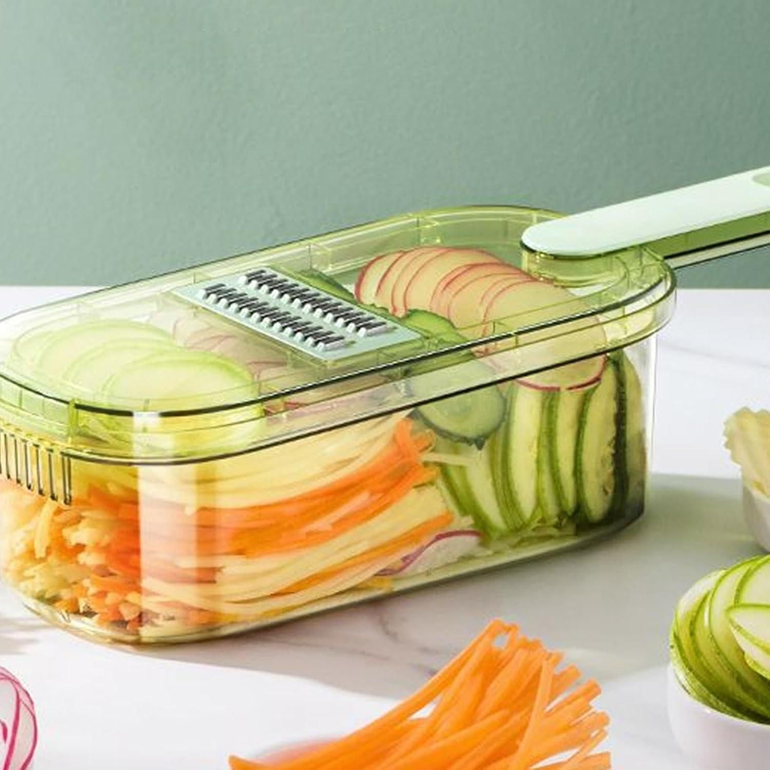 This professional-grade vegetable slicer features precision-engineered blades that deliver consistent, uniform cuts with minimal effort. The hardened stainless steel construction ensures longevity while maintaining optimal sharpness. Multiple thickness settings allow for versatile food preparation, from delicate garnishes to substantial pieces. The ergonomic design incorporates a comfortable grip and stable base to enhance control and safety during intensive culinary tasks.