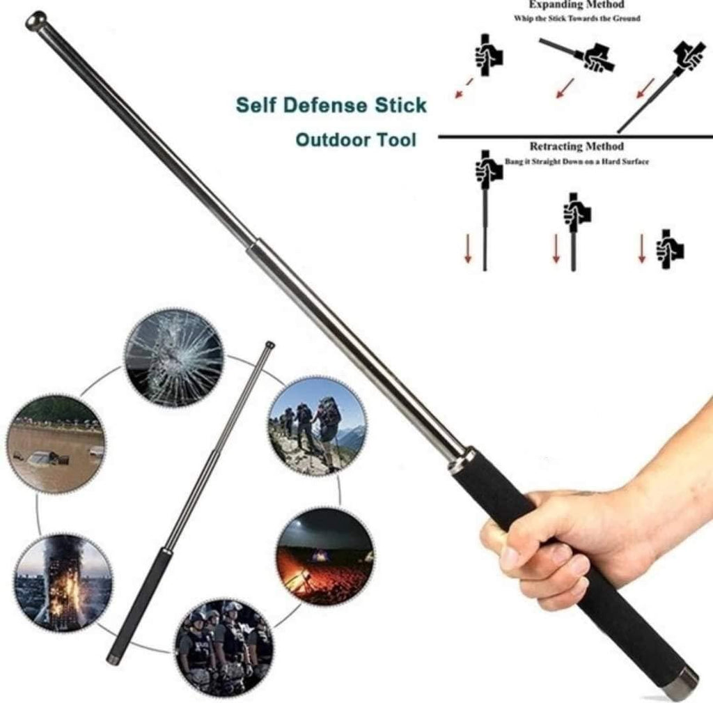 This versatile telescopic tool offers both personal protection and practical functionality. The extendable design allows it to transform from a compact size to full length with a simple motion, making it ideal for self-defense situations or as a pointer during presentations. Crafted with durability in mind, it's lightweight enough to carry comfortably yet sturdy enough to provide reassurance when you need it most. Perfect for travelers, educators, or anyone seeking a multipurpose security accessory.