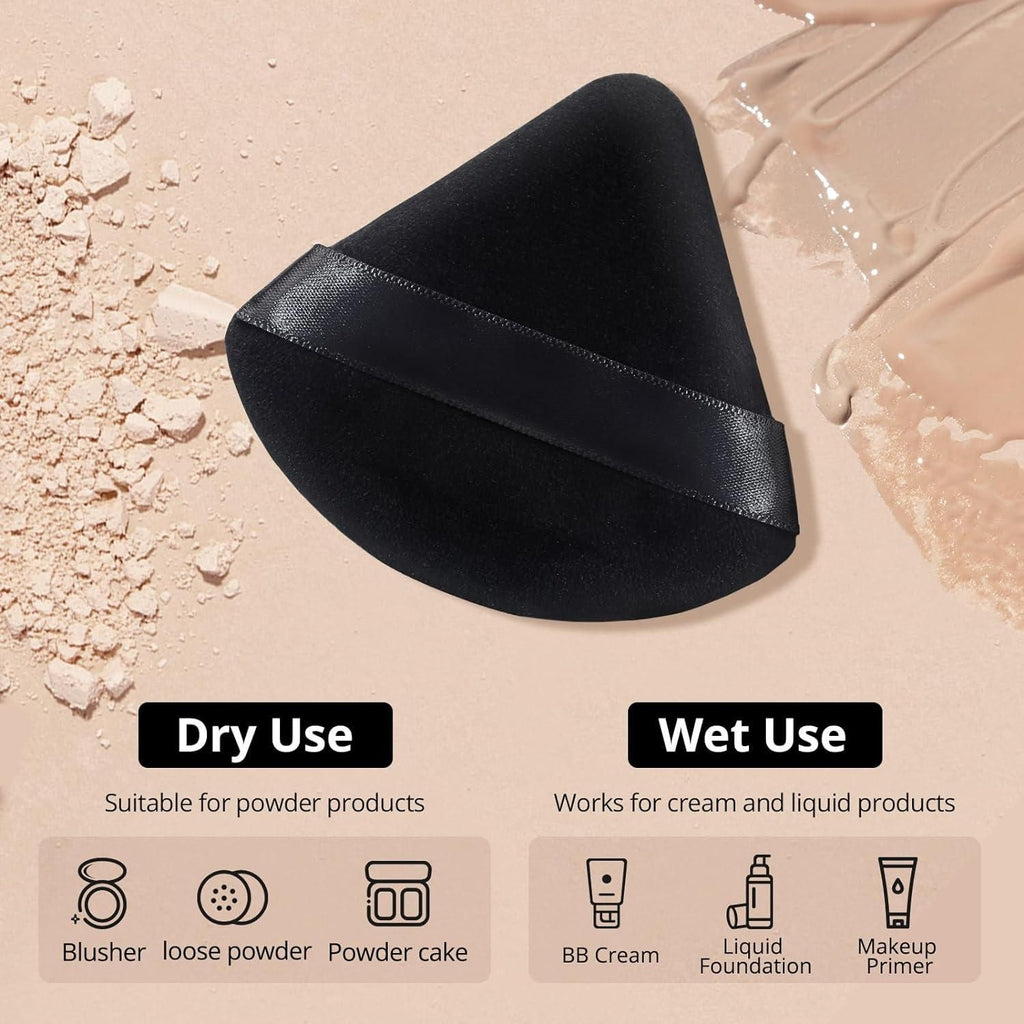 This professional-grade triangular powder puff is specifically designed for precise loose powder application. The unique triangle shape allows for targeted coverage in hard-to-reach facial areas, while its premium soft texture ensures seamless blending without streaking. Optimized for minimal product absorption, this single puff delivers a flawless, airbrushed finish with every application.
