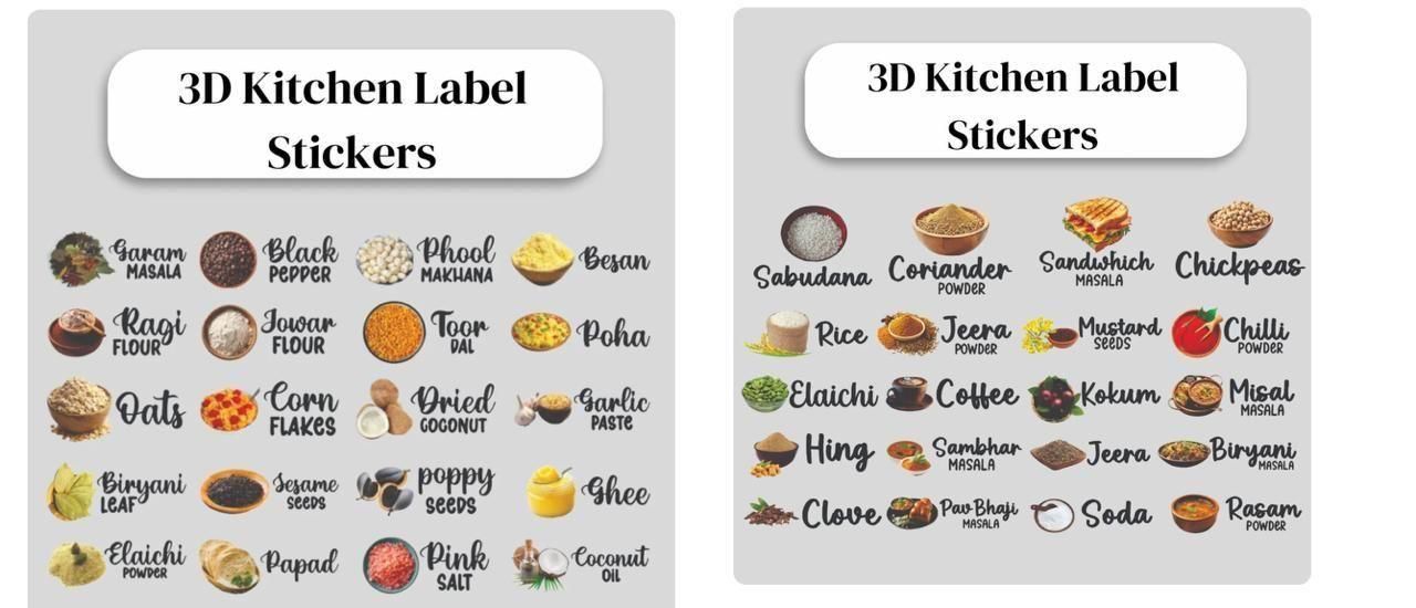 Transform your kitchen organization with these professional-grade 3D waterproof spice jar labels. Each pack contains 60 distinct stickers designed to withstand kitchen moisture and frequent handling. The waterproof construction ensures longevity while the 3D effect provides enhanced visibility, making ingredient identification effortless during meal preparation. An essential solution for the methodical home chef.