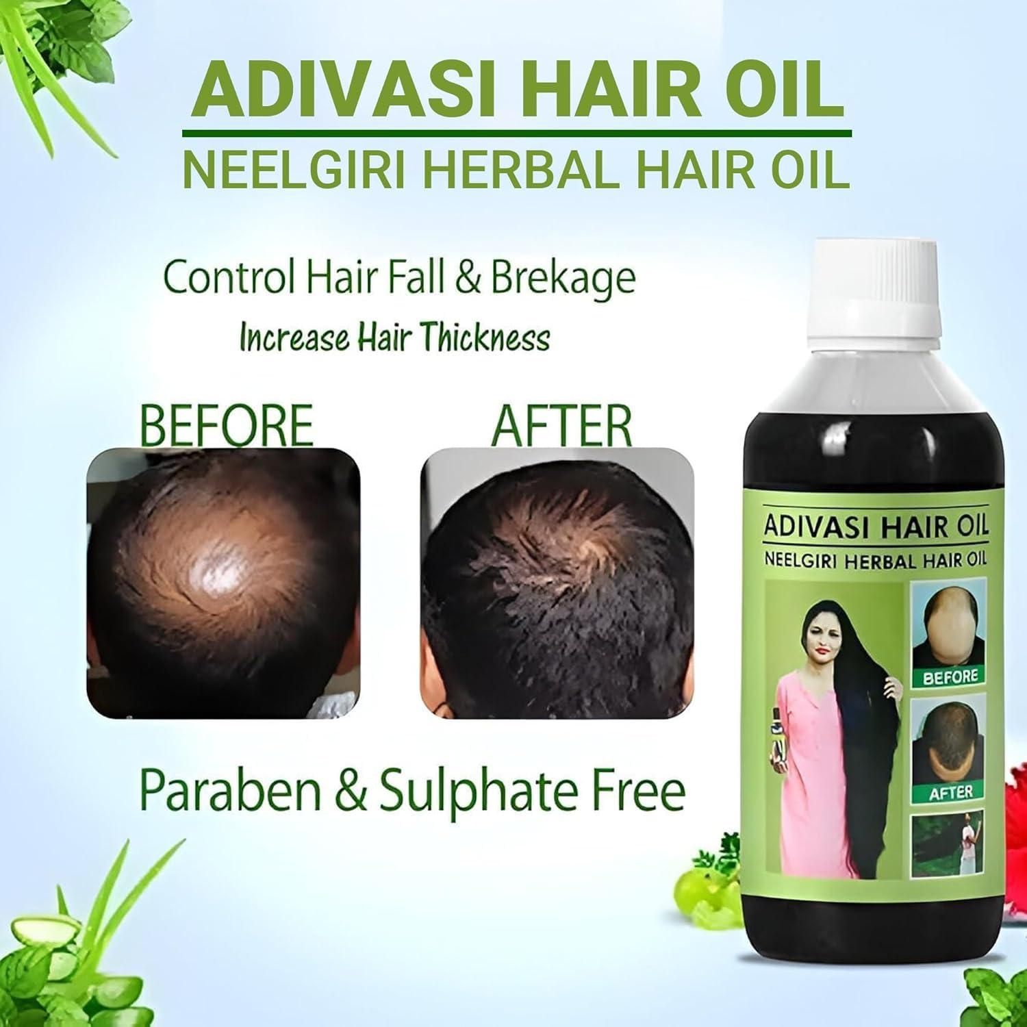 Experience the traditional wisdom of Adivasi Neelgiri Herbal Hair Oil, now available in a convenient pack of two 125ML bottles. This specialized formulation combines ancient herbal knowledge with Neelgiri (Eucalyptus) extracts to nourish the scalp, strengthen hair follicles, and promote healthier hair growth. Regular application helps combat common hair concerns while providing a cooling sensation that soothes the scalp.