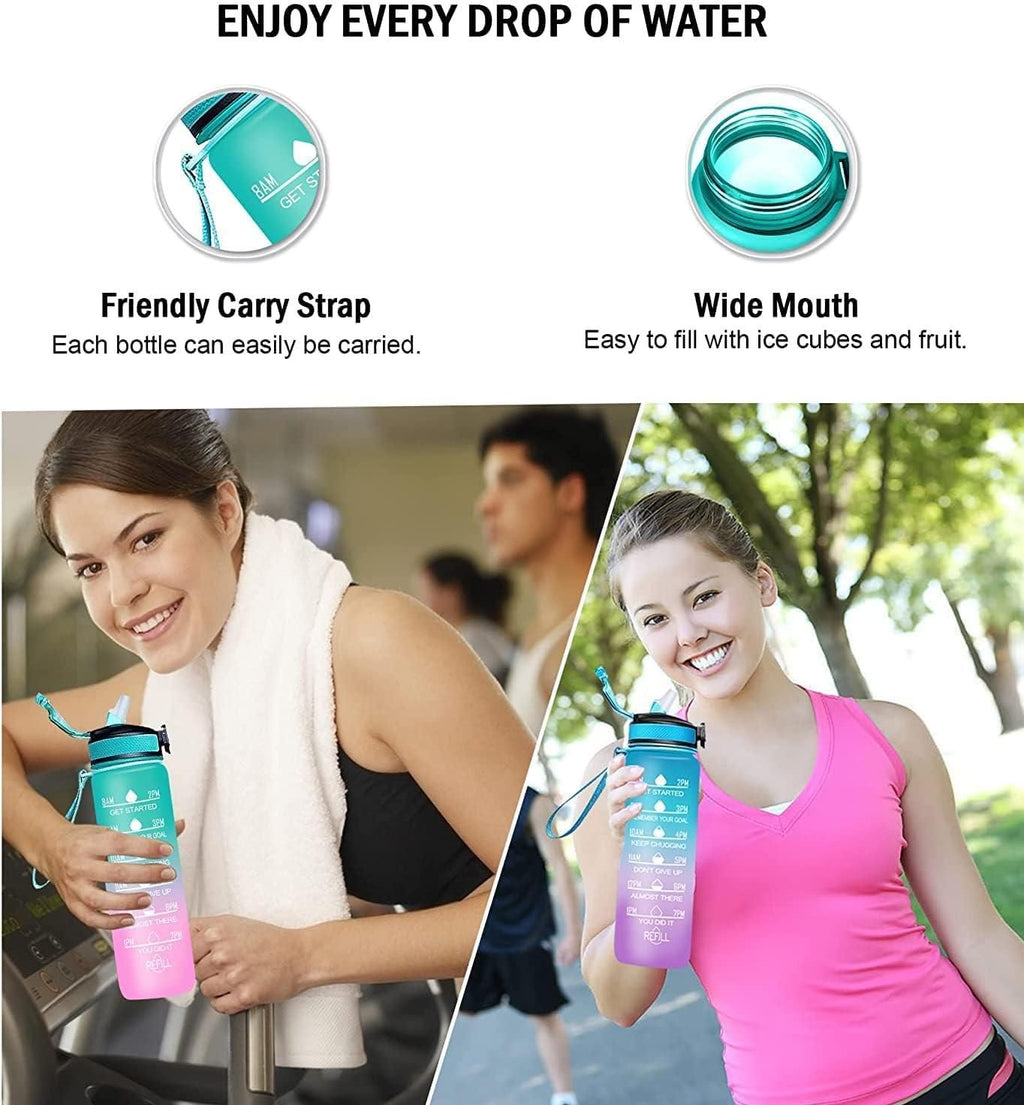This unbreakable water bottle is engineered for home use, combining durability with functionality. Its robust construction ensures resistance to drops and impacts, providing a reliable hydration companion. The integrated motivational time marker guides you to drink water consistently throughout the day, supporting optimal hydration habits. Designed for ease of use and maintenance, this bottle is an expert choice for those committed to health and wellness at home.