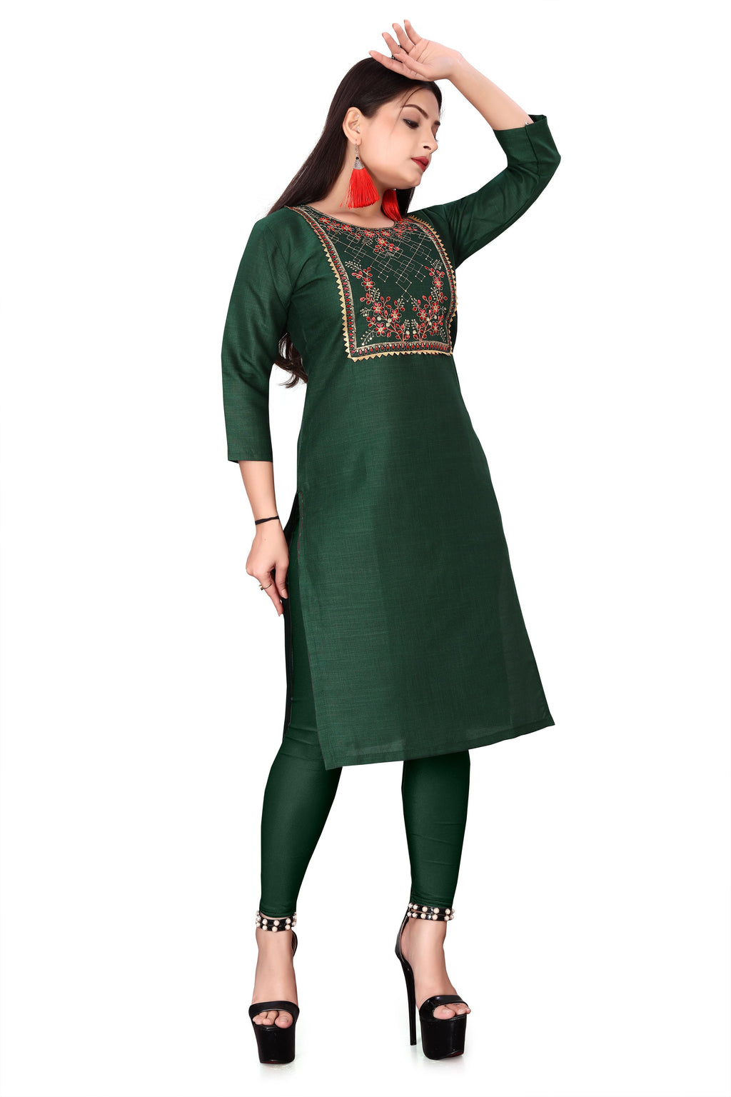 Experience the perfect blend of comfort and elegance with our Women's Embroidery Cotton Slub Kurti. Crafted from premium cotton slub fabric, this kurti features intricate embroidery work that showcases traditional craftsmanship. The breathable material ensures all-day comfort while the thoughtful design offers a flattering silhouette suitable for both casual and semi-formal occasions. Each stitch reflects superior quality and attention to detail.