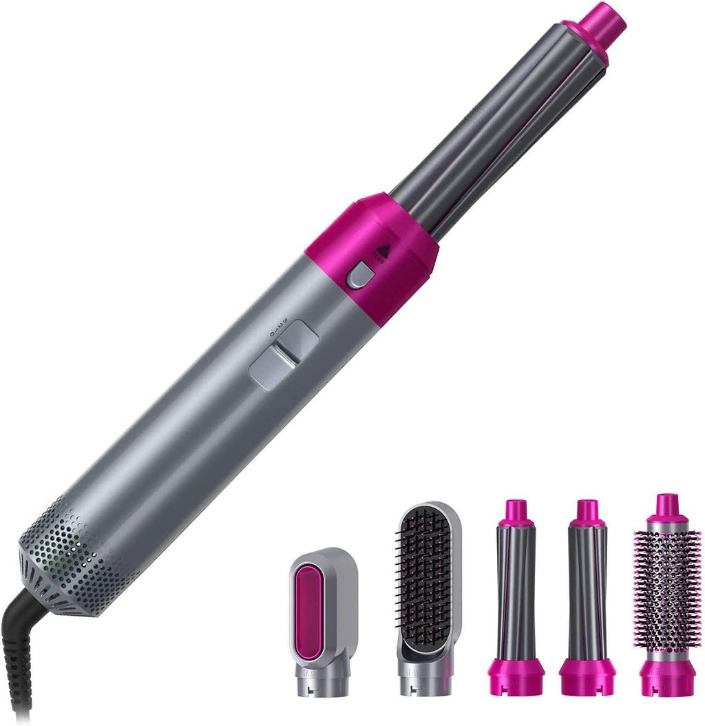 This professional-grade 5 IN 1 Hair Styling Tool combines versatility with precision engineering. The detachable hot air brush system features multiple styling attachments that seamlessly transition between drying, volumizing, straightening, curling, and detangling functions. The integrated comb attachment ensures even heat distribution and tangle-free styling, while the ergonomic design reduces wrist strain during extended use. Achieve salon-quality results with this comprehensive styling solution.