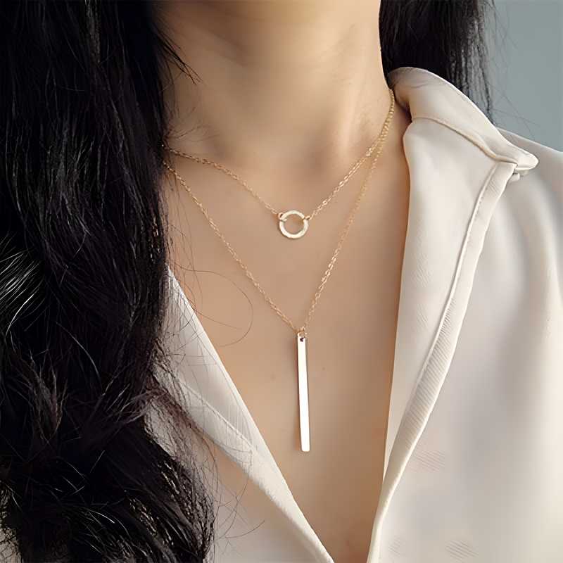 Silver Layered Chain Bar Pendant Necklace for Girls & Women

Elevate your style with this sophisticated silver layered chain bar pendant necklace. Featuring multiple delicate chains and a minimalist bar pendant, this versatile accessory transitions effortlessly from casual to formal occasions. Precision-crafted for durability and designed specifically to complement both youthful and mature aesthetics.