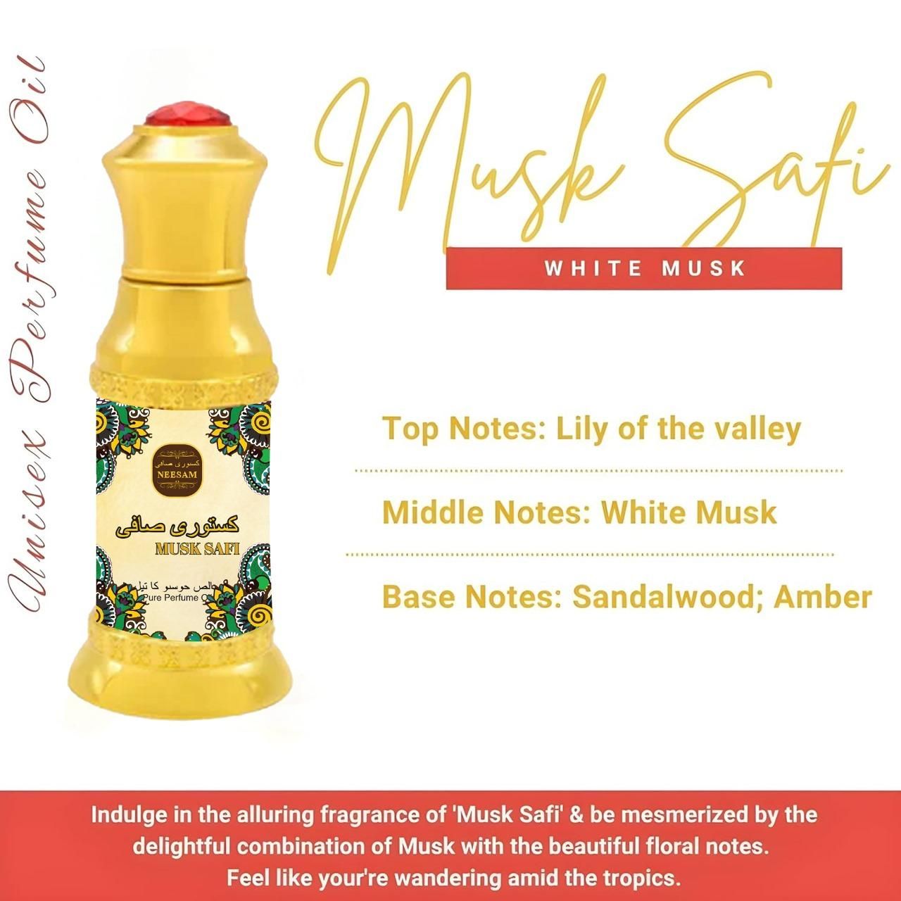 This premium Musk Safi Perfume delivers a sophisticated olfactory experience with its complex aromatic profile. Each 50ML bottle contains a meticulously crafted fragrance where rich musk notes form the foundation, complemented by subtle accords that evolve throughout wear. The convenient pack of two ensures extended enjoyment of this distinguished scent, ideal for the fragrance connoisseur who appreciates nuanced, long-lasting perfumery.