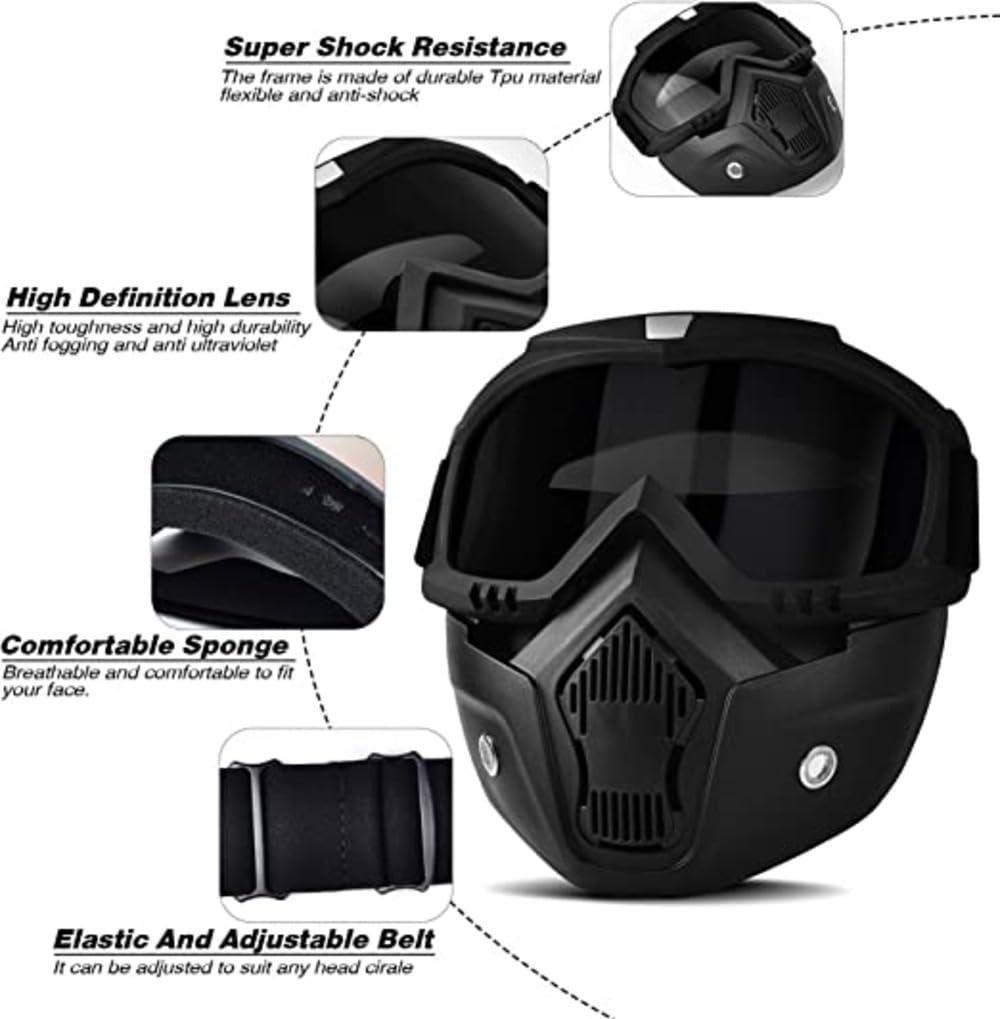 The Goggle Mask features a durable anti-scratch coating and UV protection, ensuring clear vision and eye safety in demanding conditions. Its robust design guards against abrasions while effectively filtering harmful ultraviolet rays, making it suitable for outdoor and industrial use where reliable eye protection is essential.