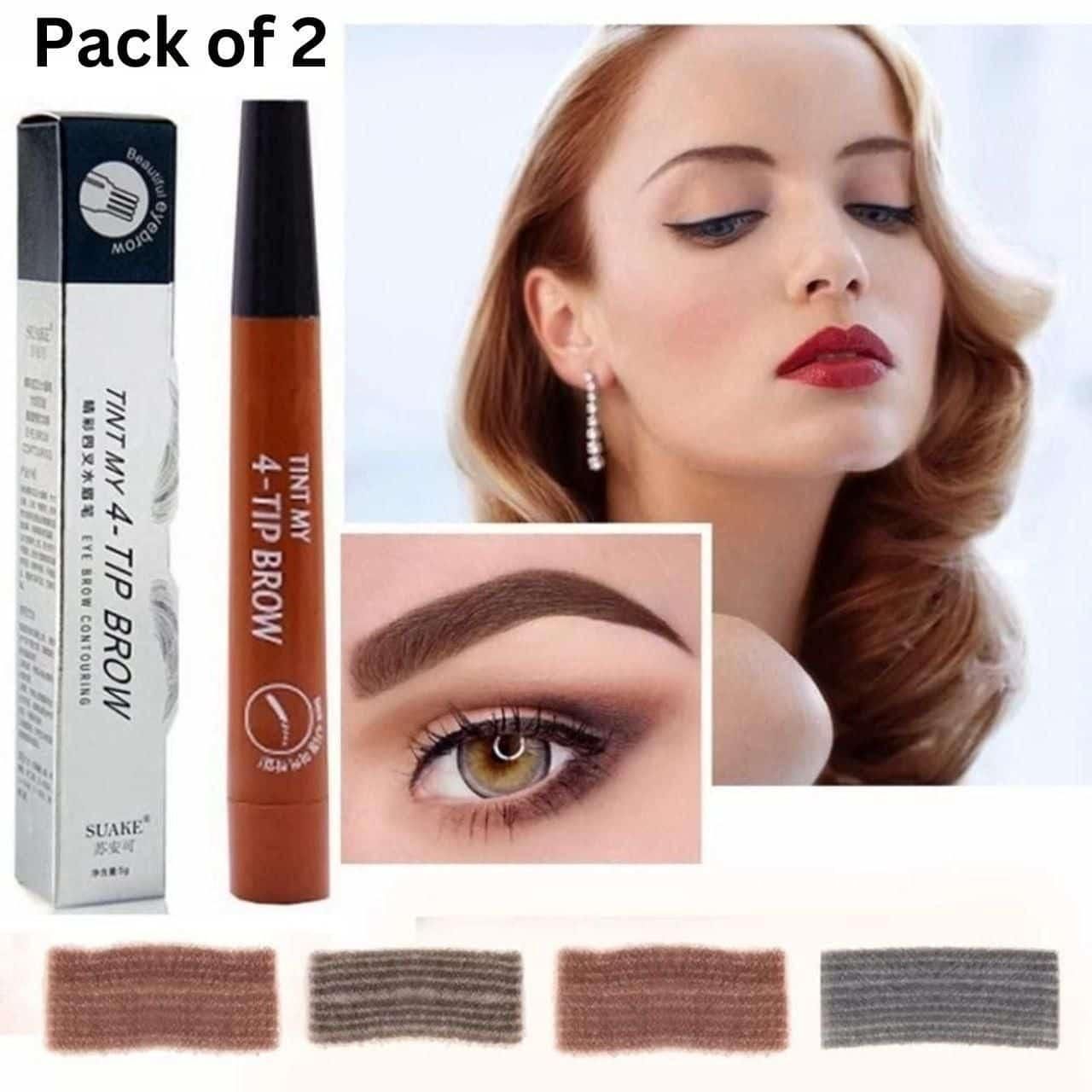 Achieve salon-quality brow definition with our Waterproof 4 Points Microblading Eyebrow Pen. The precision micro-fork tip creates natural-looking hair strokes that fill and shape brows with professional accuracy. Formulated to resist smudging, fading and water exposure, this dual pack ensures consistent results and extended use between replacements. Perfect for creating dimensional, structured brows that last throughout the day.