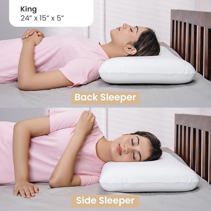 Rest assured with our Memory Foam King Size Pillow, engineered to deliver personalized comfort night after night. The responsive memory foam gently cradles your head and neck, adapting to your unique sleeping position while providing consistent support. Wake up refreshed and rejuvenated as this pillow helps reduce pressure points and promotes healthy spinal alignment for a truly restorative sleep experience.