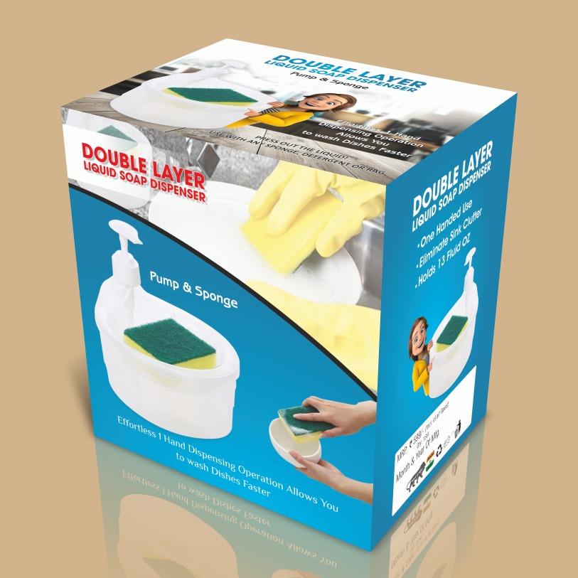 This Double Layer 2 in 1 Liquid Soap Dispenser features an integrated pump and sponge holder, offering a streamlined solution for efficient cleaning. Its dual-layer design separates soap storage from the sponge compartment, promoting hygiene and organization. Ideal for kitchens and bathrooms, this dispenser simplifies your cleaning routine by combining essential tools in one durable, space-saving unit.