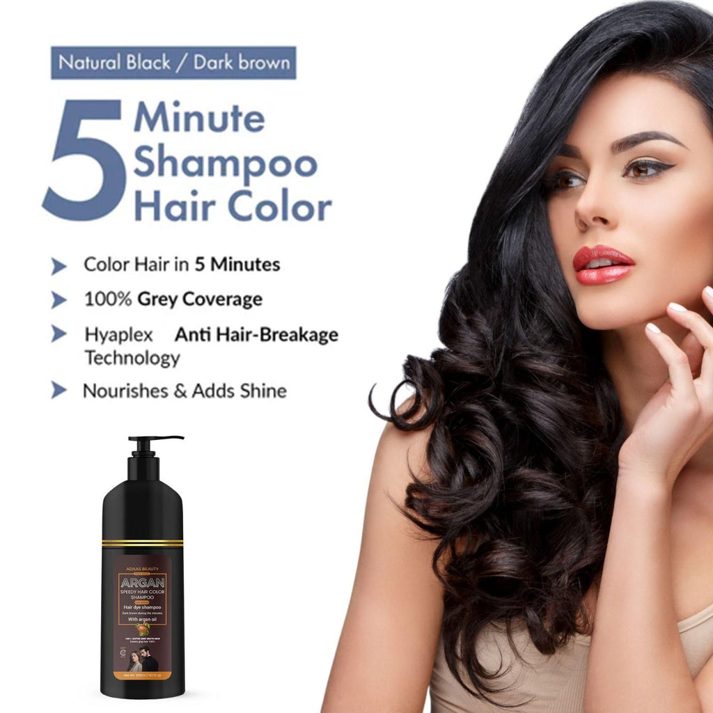 Argan Speedy Hair Color Shampoo combines advanced coloring technology with nourishing argan oil extracts for efficient gray coverage and hair vitality. This economical dual pack provides 1200ml total volume, ensuring extended usage. The innovative formula deposits color while cleansing, eliminating the multi-step traditional coloring process. Professionally developed for consistent, natural-looking results with minimal processing time and maximum hair protection.