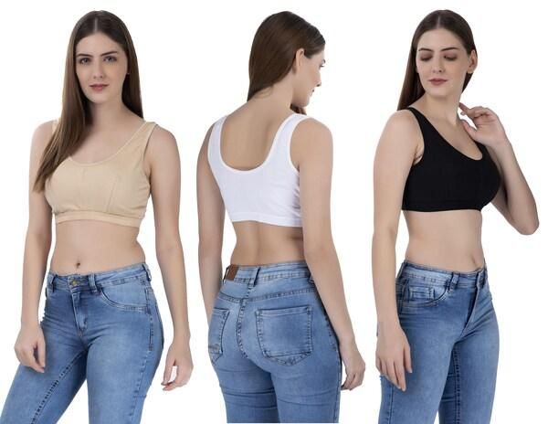 Experience ultimate comfort with our Women's Multicolor Air Bra set. This pack of three features breathable fabric that adapts to your body's contours, providing all-day support without uncomfortable underwires. The moisture-wicking material keeps you cool while the seamless design remains invisible under clothing. Perfect for everyday wear, light exercise, or lounging at home.
