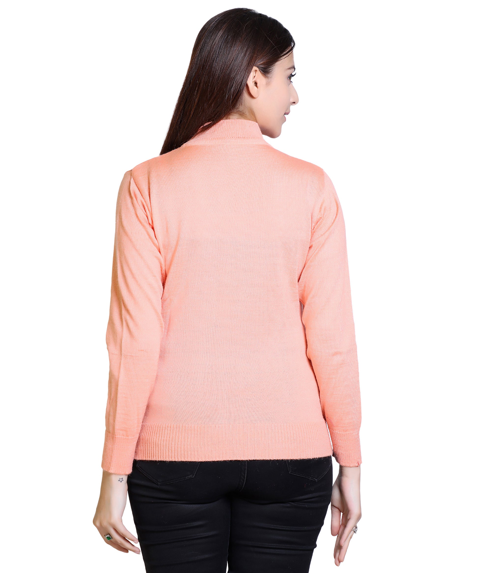 Stay warm in style with our Women's Solid Woolen Full Sleeves Sweater. Crafted from premium wool for exceptional insulation and durability, this classic sweater features a timeless solid design that pairs effortlessly with any outfit. The full-length sleeves provide complete coverage for optimal warmth during colder seasons, while the refined silhouette maintains a flattering fit without sacrificing comfort.