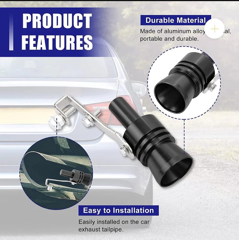 This Sound Simulator Turbo Whistle is a precision-engineered accessory designed to mimic the distinctive turbocharger sound on your vehicle. Easily installed on the exhaust pipe or muffler, it delivers an authentic turbo sound effect without any engine modifications. Crafted for durability and compatibility with most cars, this device enhances your vehicle’s auditory presence, providing a sporty and dynamic driving experience. 