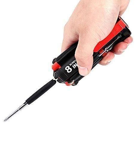 This 8-in-1 screwdriver set features interchangeable bits designed for versatility and precision. Engineered for professionals and DIY enthusiasts alike, it offers a compact solution to handle multiple screw types with ease. The durable construction ensures reliable performance, while the ergonomic handle provides optimal grip and control during use. Ideal for detailed tasks and general repairs, this tool set enhances efficiency and accuracy in every project.