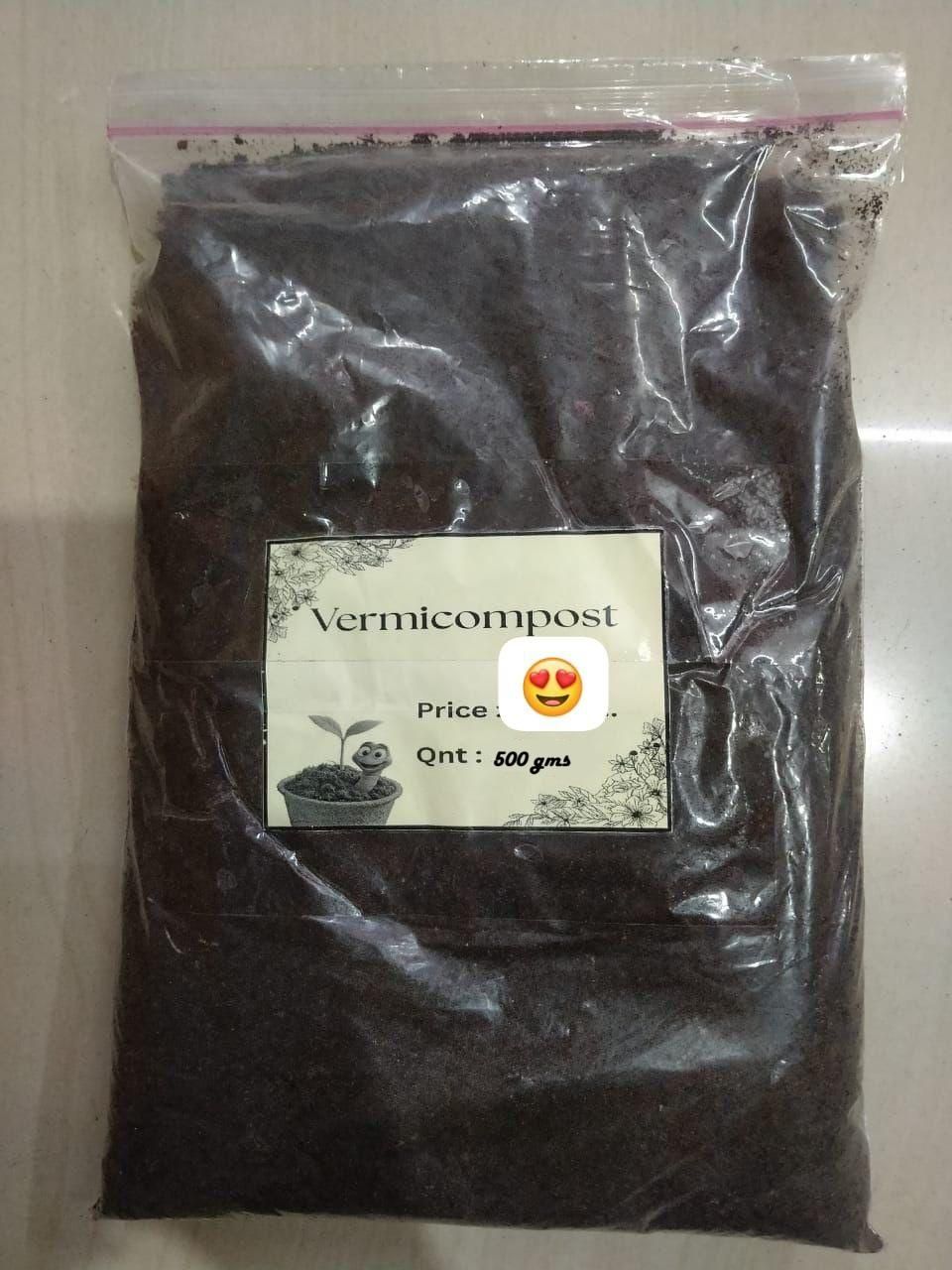 Premium organic vermicompost produced through controlled earthworm digestion processes, yielding a balanced soil amendment rich in humic acids and plant-available nutrients. This 500gm formulation contains essential macro and micronutrients in optimal ratios, enhancing soil microbial activity and improving cation exchange capacity. Supports sustainable agricultural practices while promoting robust root development and enhanced crop yields.