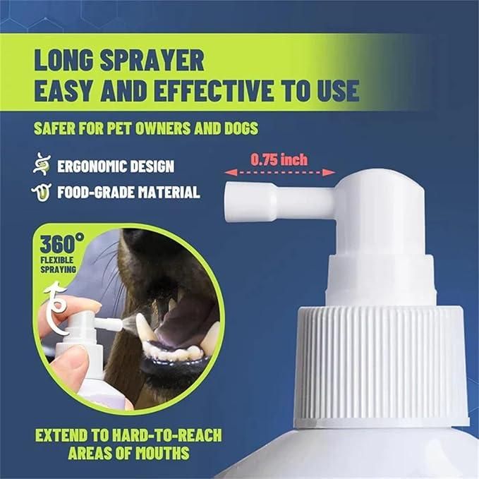 Clinically formulated oral care spray for pets that eliminates the need for brushing. This convenient pack of two 100ml bottles effectively reduces plaque, freshens breath, and promotes gum health. Simply spray directly into your pet's mouth daily for optimal dental hygiene without the struggle of traditional brushing methods.