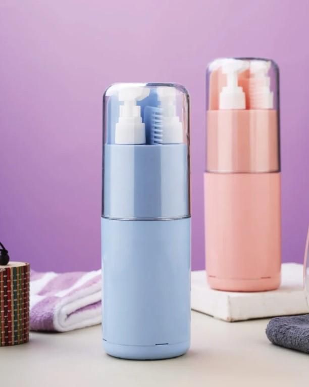 This comprehensive 6-in-1 Travel Kit revolutionizes personal hygiene on the go with its intelligent design. The portable case features dedicated compartments for your toothbrush and toothpaste, plus double leak-proof dispensers for shampoo and shower gel. Expertly engineered with additional space for a towel, integrated mirror, and comb, this blue travel companion ensures complete organization while minimizing luggage space. The secure closure system prevents leakage, making it ideal for frequent travelers 