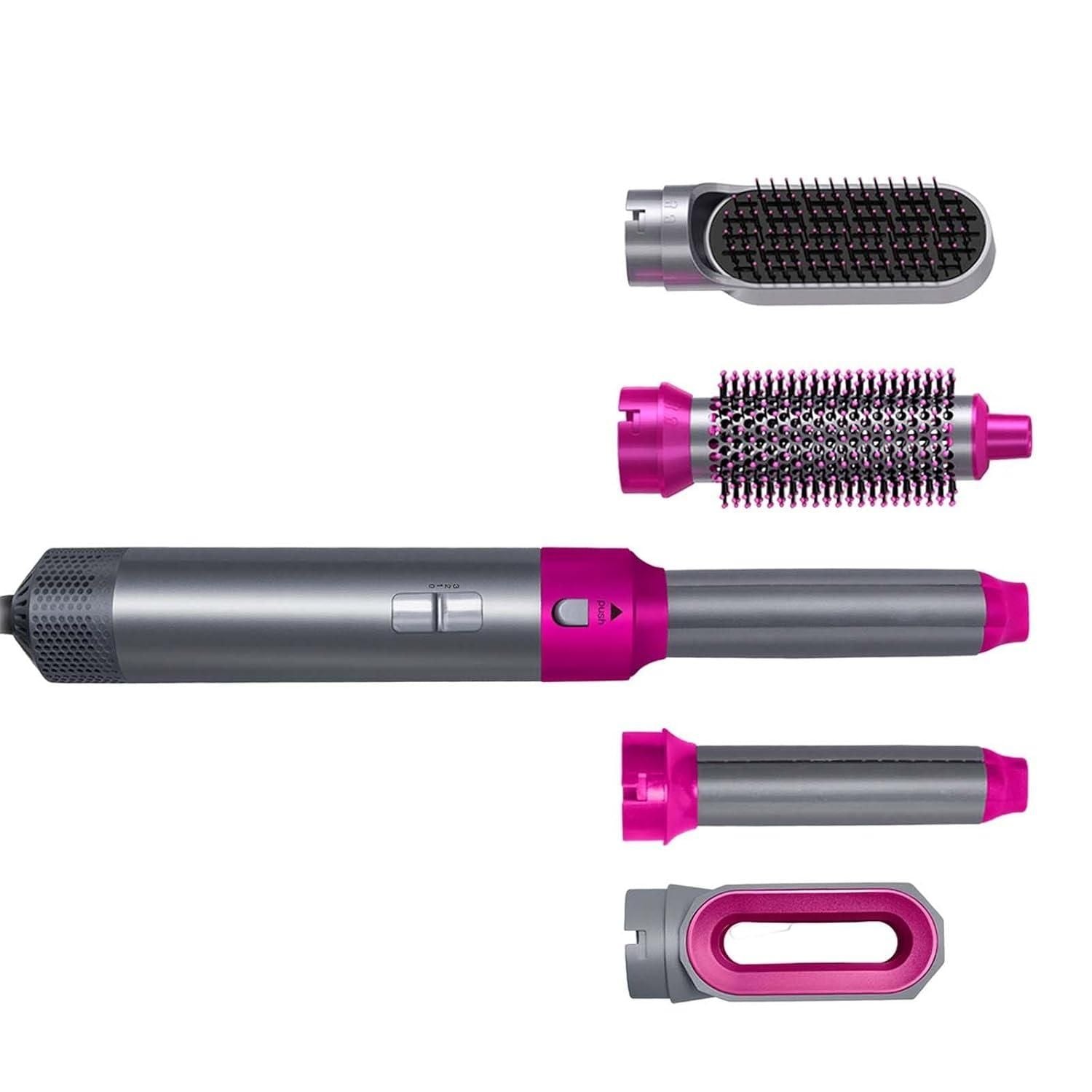 This professional-grade 5 IN 1 Hair Styling Tool combines versatility with precision engineering. The detachable hot air brush system features multiple styling attachments that seamlessly transition between drying, volumizing, straightening, curling, and detangling functions. The integrated comb attachment ensures even heat distribution and tangle-free styling, while the ergonomic design reduces wrist strain during extended use. Achieve salon-quality results with this comprehensive styling solution.