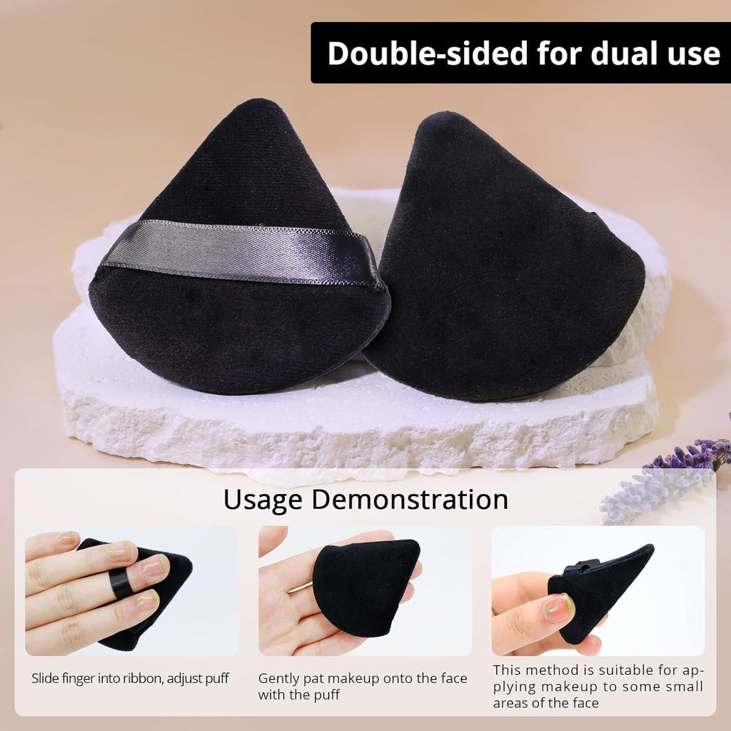 This professional-grade triangular powder puff is specifically designed for precise loose powder application. The unique triangle shape allows for targeted coverage in hard-to-reach facial areas, while its premium soft texture ensures seamless blending without streaking. Optimized for minimal product absorption, this single puff delivers a flawless, airbrushed finish with every application.