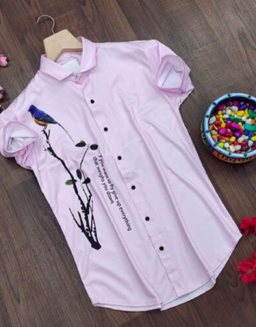 Introducing our Men Regular, Super Slim Fit Printed Cut Away Collar Casual Shirt. Expertly crafted with a modern cut for a flattering fit. The unique print adds a touch of personality to any outfit. Made from high-quality material, this shirt is perfect for any casual occasion.