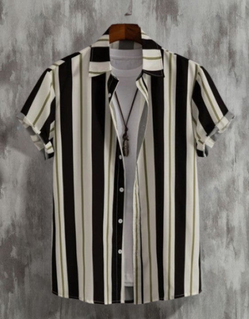 Introducing our Men Regular, Super Slim Fit Striped Cut Away Collar Casual Shirt. With its modern fit and classic striped design, this shirt is perfect for any casual occasion. Made from high-quality materials, it offers both comfort and style. Add it to your wardrobe for a sophisticated look.