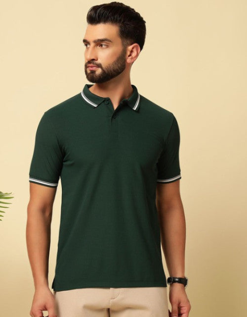 Expertly crafted from soft, breathable cotton, this Men’s Solid Polo Collar T-shirt offers both comfort and style. With a classic polo collar and a solid color design, this shirt is a versatile addition to any wardrobe. Perfect for any casual or semi-formal occasion, it's a must-have for any fashion-forward man.