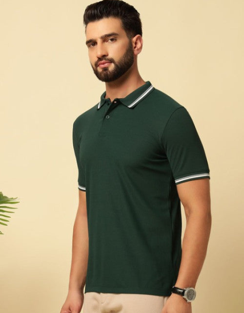 Expertly crafted from soft, breathable cotton, this Men’s Solid Polo Collar T-shirt offers both comfort and style. With a classic polo collar and a solid color design, this shirt is a versatile addition to any wardrobe. Perfect for any casual or semi-formal occasion, it's a must-have for any fashion-forward man.